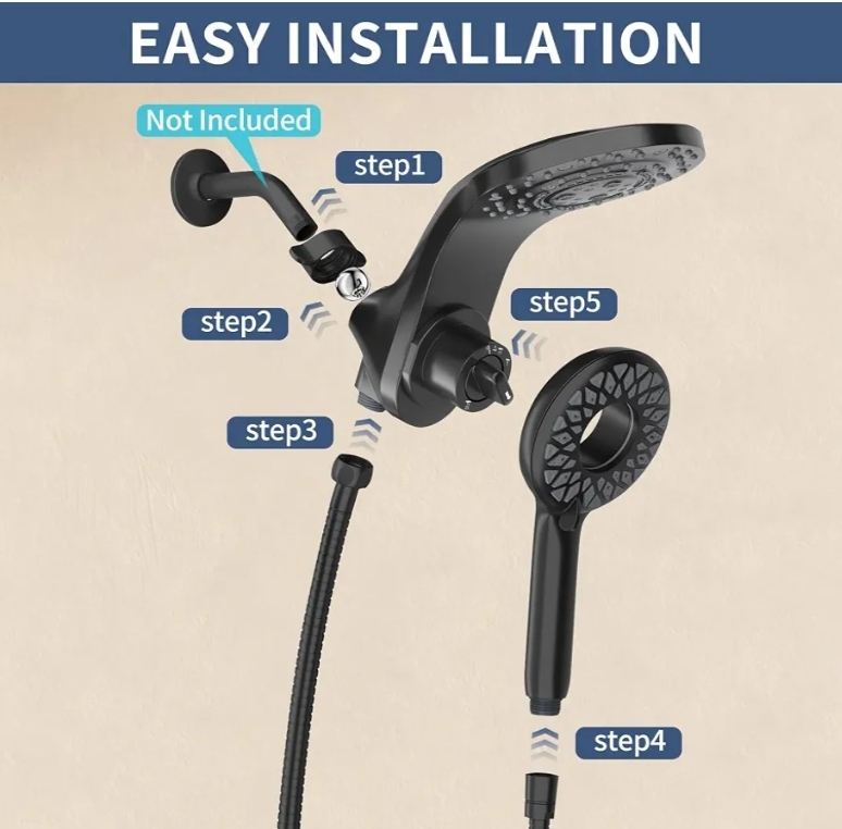 High Pressure Magnetic Dual Shower Head with Handheld Spray Combo - Image 7