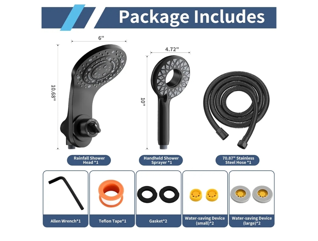 High Pressure Magnetic Dual Shower Head with Handheld Spray Combo - Image 8