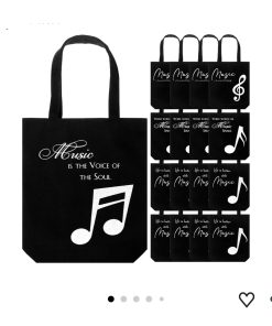 24 Pcs Music Theme Tote Bag Canvas Handbag Reusable