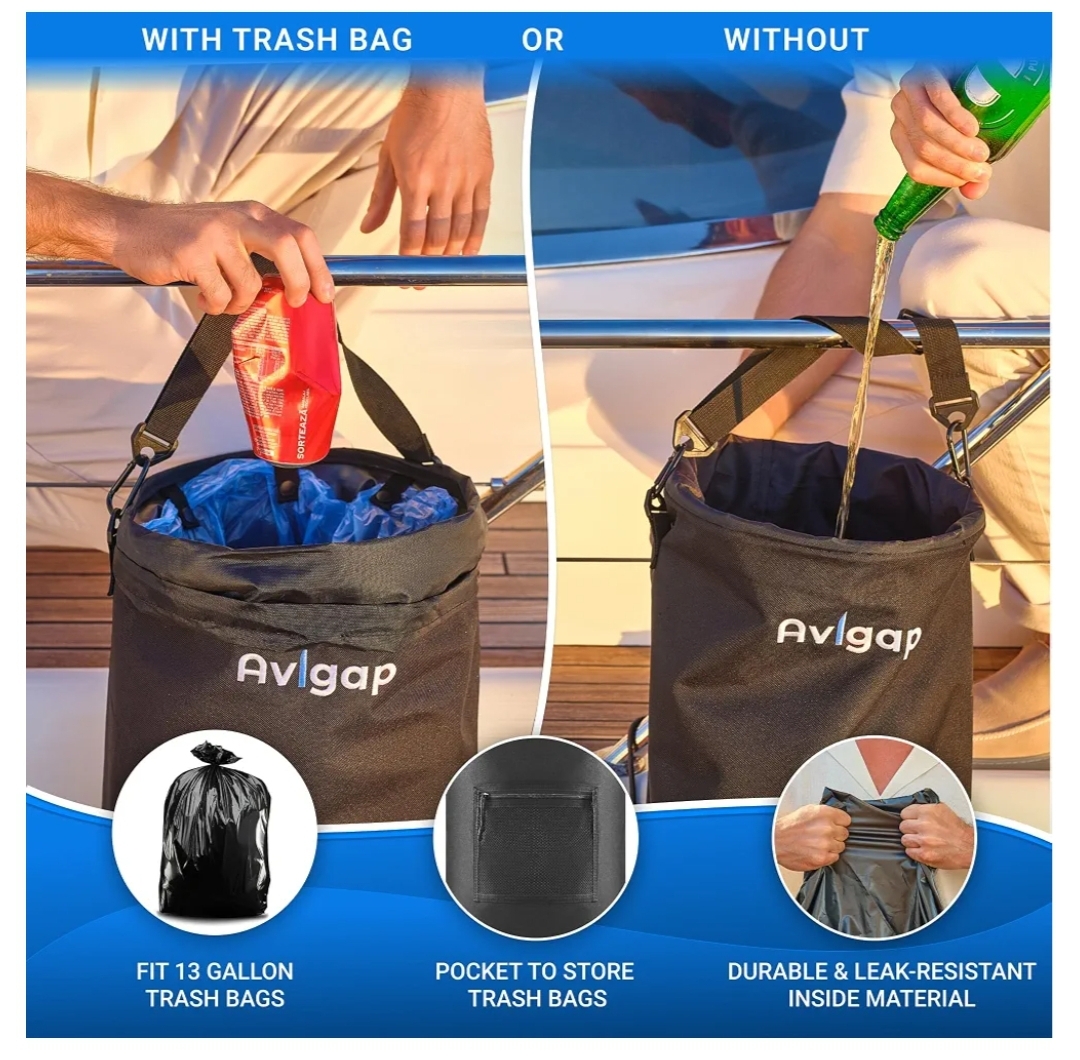 Boat Trash Can, 100% Odor & Leak-Free, Fits 10–13 Gal Bags, Reusable - Image 6