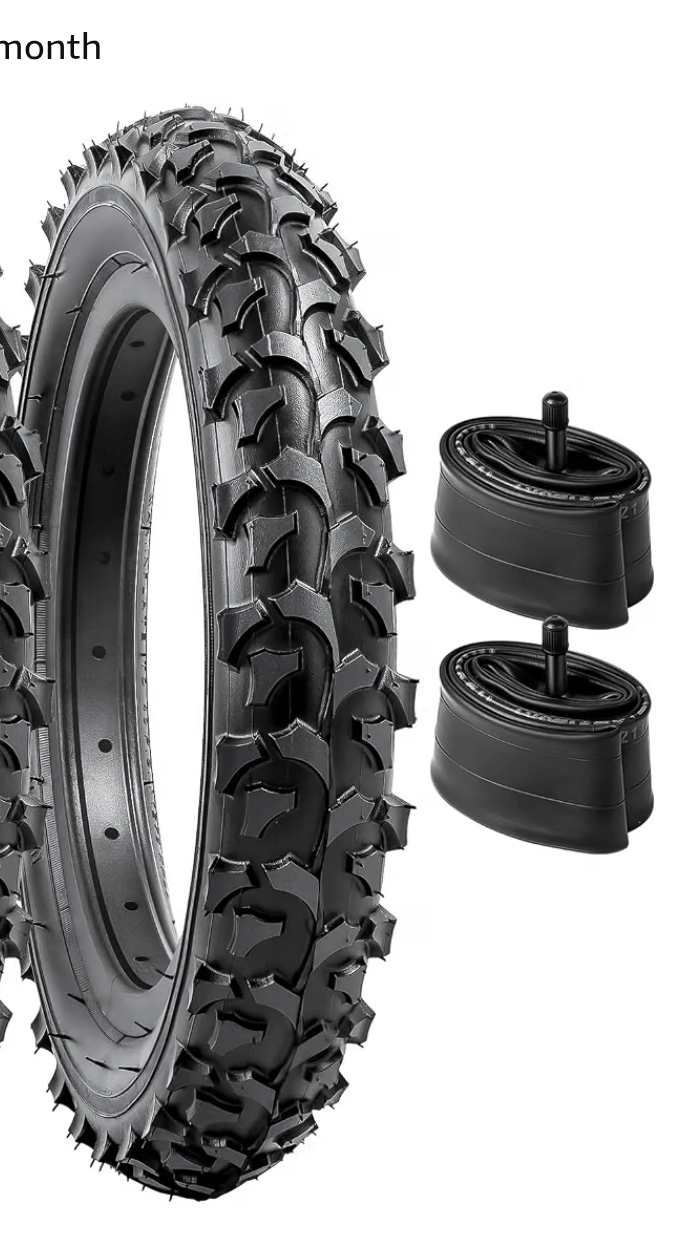 3-PCS 12.5" Kid Bike Tire 12 ½ X 2 ¼ (62-203) and 12.5" Bike Tubes Schrader Valve