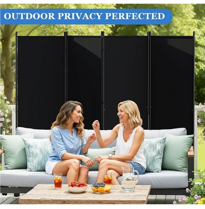 Room Divider Privacy Screens, 4 Panels Dividers with Wheels, Black - Image 11