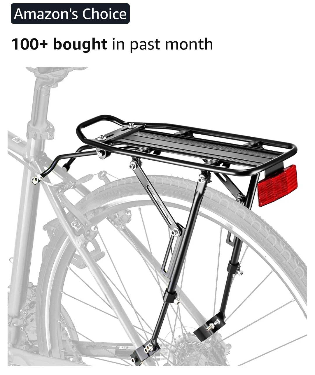 Rear Bike Rack with Large Size Reflective,Bike Cargo Rack with Extra Long Mounting Brackets - Image 8
