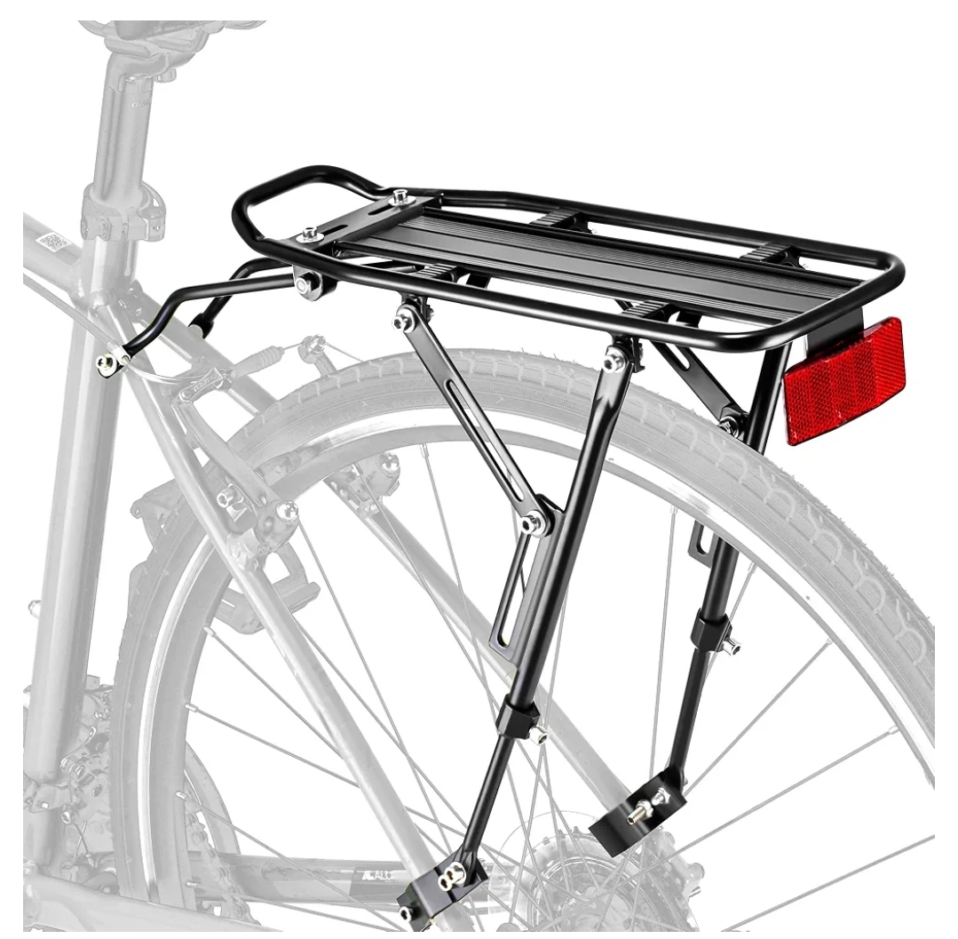 Rear Bike Rack with Large Size Reflective,Bike Cargo Rack with Extra Long Mounting Brackets