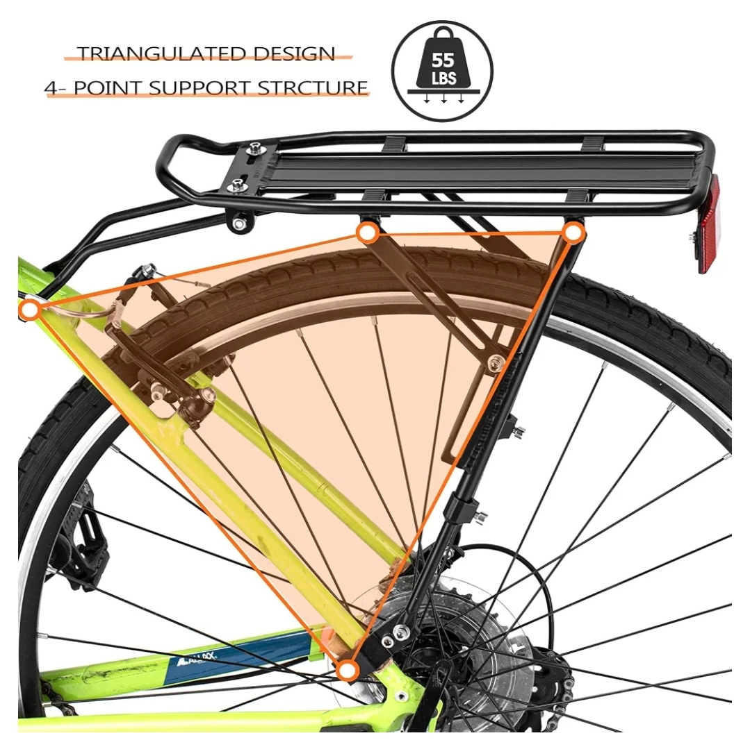 Rear Bike Rack with Large Size Reflective,Bike Cargo Rack with Extra Long Mounting Brackets - Image 5
