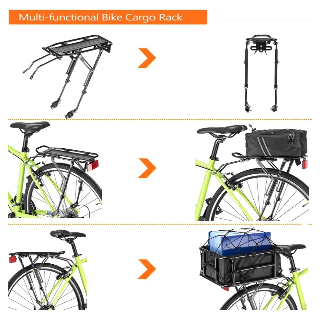 Rear Bike Rack with Large Size Reflective,Bike Cargo Rack with Extra Long Mounting Brackets - Image 9