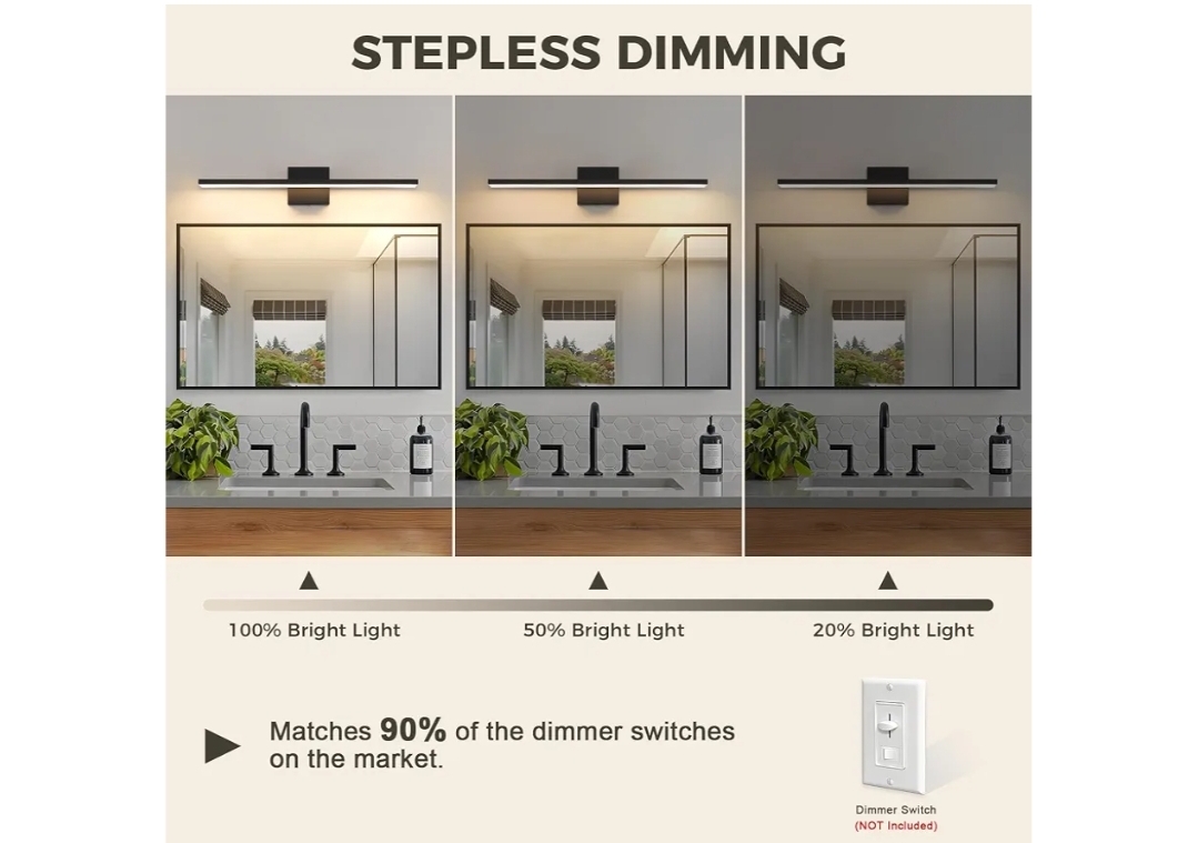Bathroom 5CCT Dimmable Bathroom Vanity Light Fixtures LED Vanity Light Bar 24'' Inch 24W - Image 5