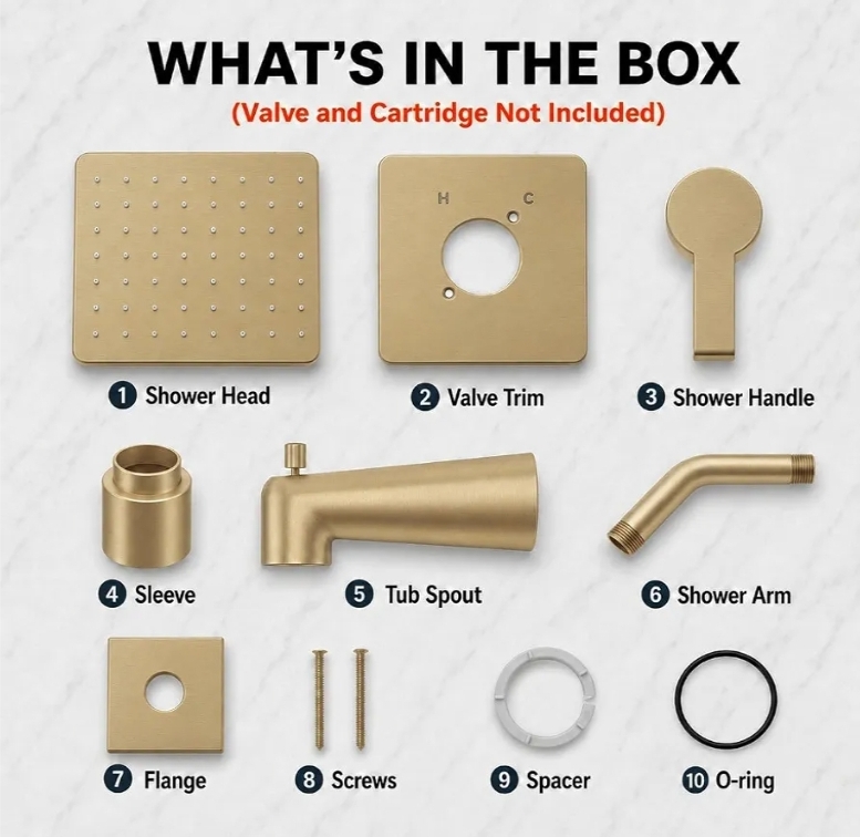 Replacement for Delta 13/14 Series Shower Trim Kit, Compatible with Delta R10000 Tub Shower Faucet Set, Brushed Gold - Image 13