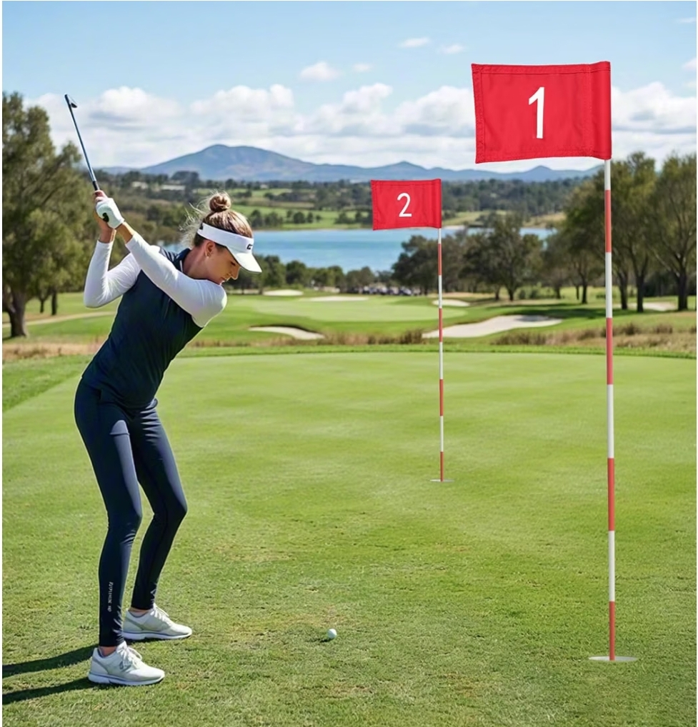 18 Pcs Mini Golf Flags with Inserted Tube 8.9 x 5.7 Inch Nylon 1-9 Golf Pin Flags - Image 2