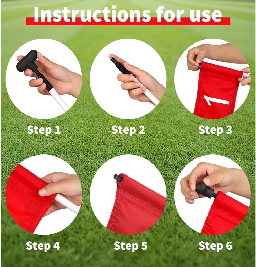 18 Pcs Mini Golf Flags with Inserted Tube 8.9 x 5.7 Inch Nylon 1-9 Golf Pin Flags - Image 4