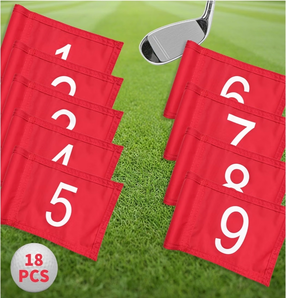 18 Pcs Mini Golf Flags with Inserted Tube 8.9 x 5.7 Inch Nylon 1-9 Golf Pin Flags - Image 5