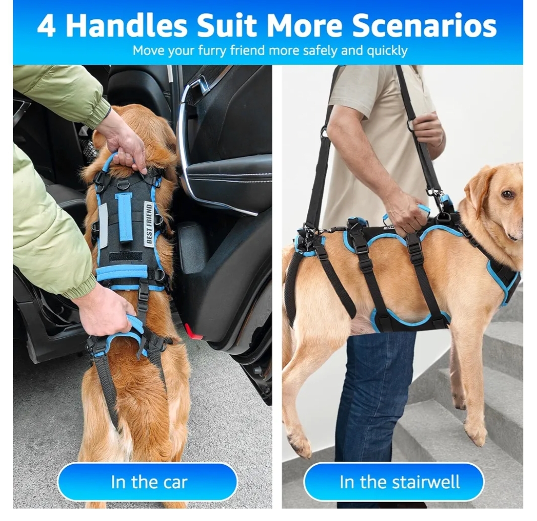 Dog Lift Harness for Medium Male Dogs Friendly, 2 in 1 Detachable Support Harness, Full Body Dog Carrying with 4 Handles - Image 6