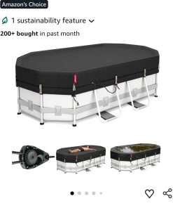 10x16ft Winter Oval Pool Cover,Ratchet Windproof&Heavy Duty Fabric
