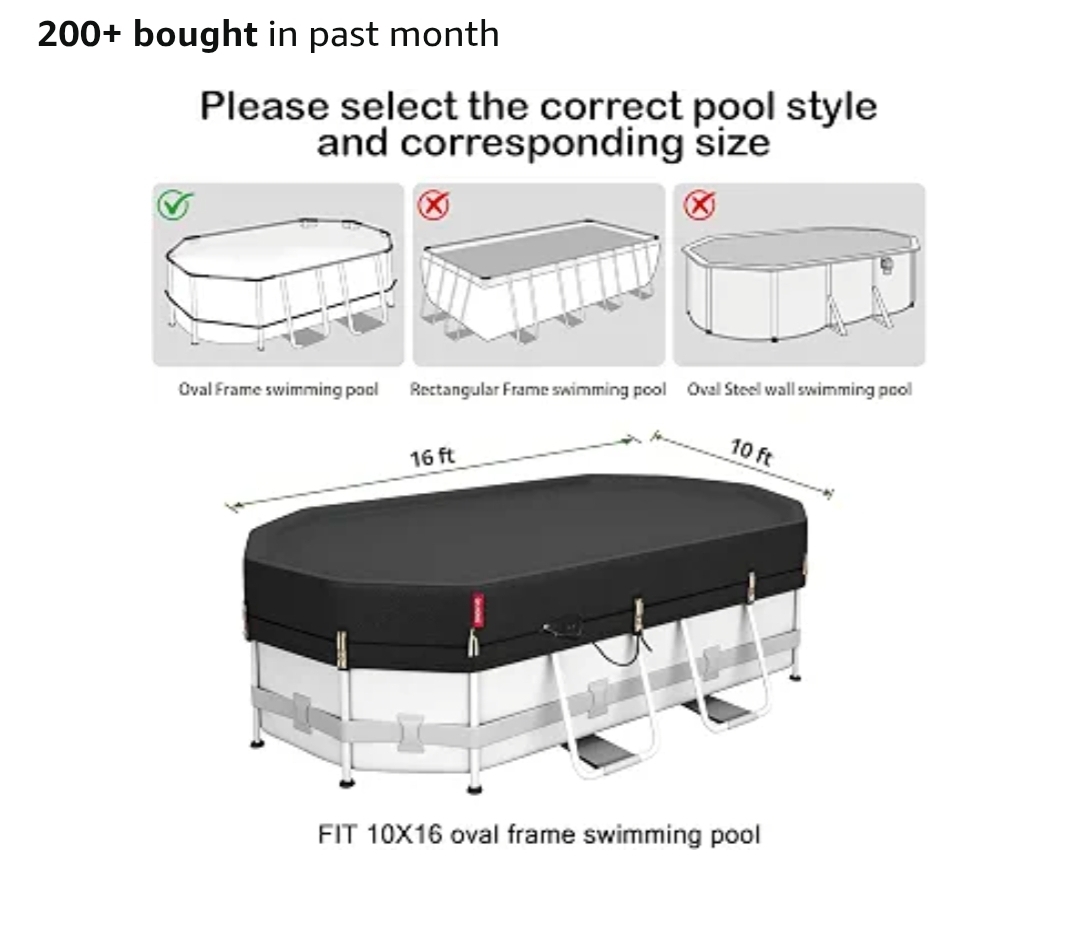 10x16ft Winter Oval Pool Cover,Ratchet Windproof&Heavy Duty Fabric - Image 4