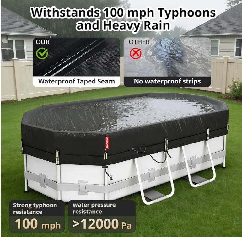 10x16ft Winter Oval Pool Cover,Ratchet Windproof&Heavy Duty Fabric - Image 5