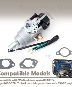 Alternative view of Carburetor Compatible with Westinghouse Wgen11500TFc Wgen10500TFc Tri Fuel Portable Generator with 550CC Engine, Carb w/3 Gaskets