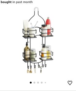 Shower Caddy Hanging, Shower Organizer with Razor Hooks, Black