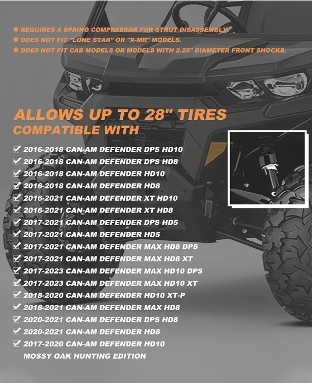 3" Lift Kit Compatible with Can-Am Defender HD5 HD8 HD9 HD10 DPS XT - Image 6