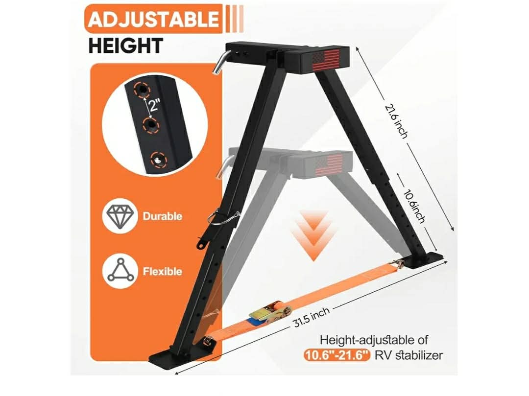 Adjustable RV Hitch Mount Stabilizer, Height Adjustable of 11"-32" RV Stabilizer - Image 6