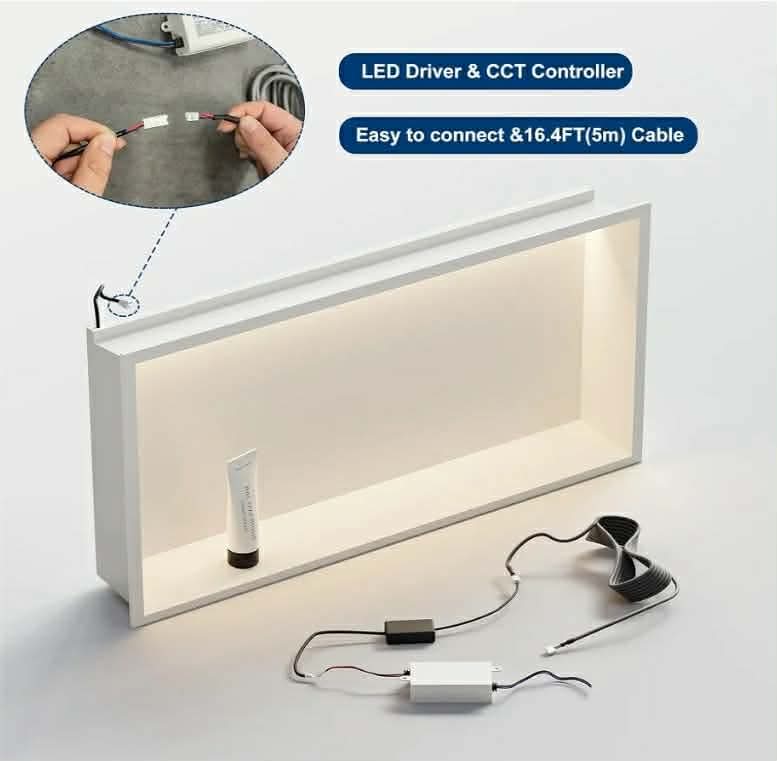 24"x12" White LED Shower Niche, 3 CCT Dimmable Light, No Tile Needed - Image 12