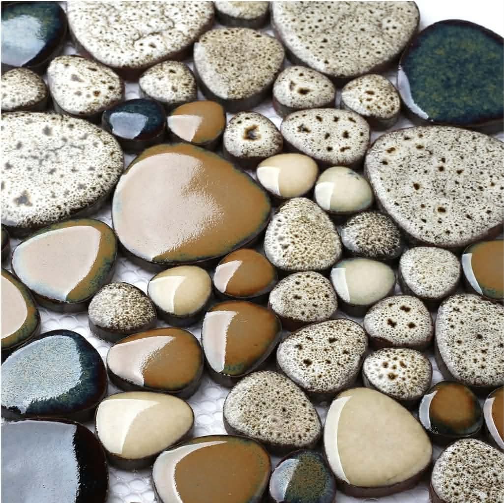 Pebble Shower Floor Tile Bathroom Beige Wall Backsplash Mosaic Tiles (5 Sheets) - Image 11
