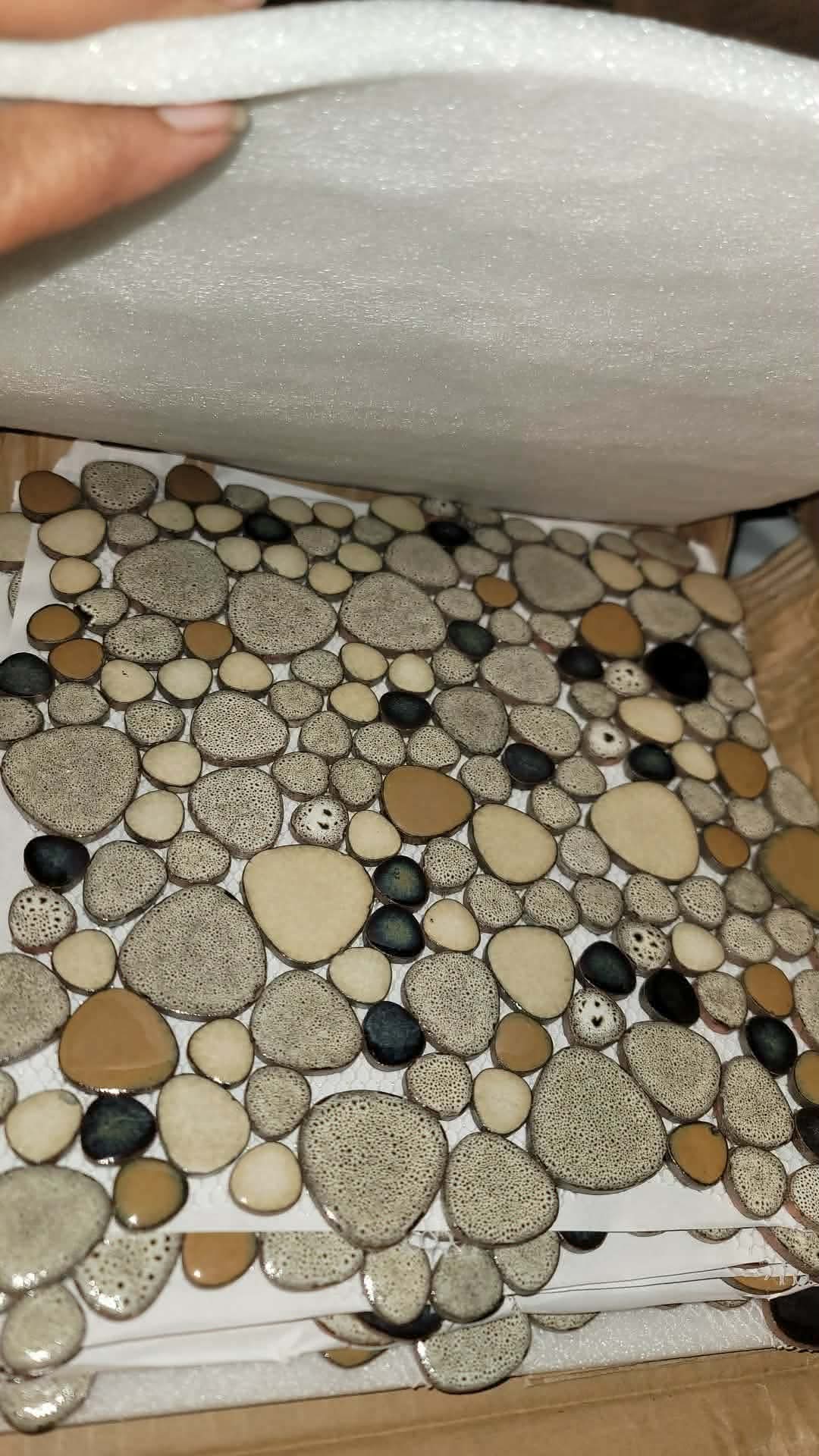 Pebble Shower Floor Tile Bathroom Beige Wall Backsplash Mosaic Tiles (5 Sheets) - Image 3