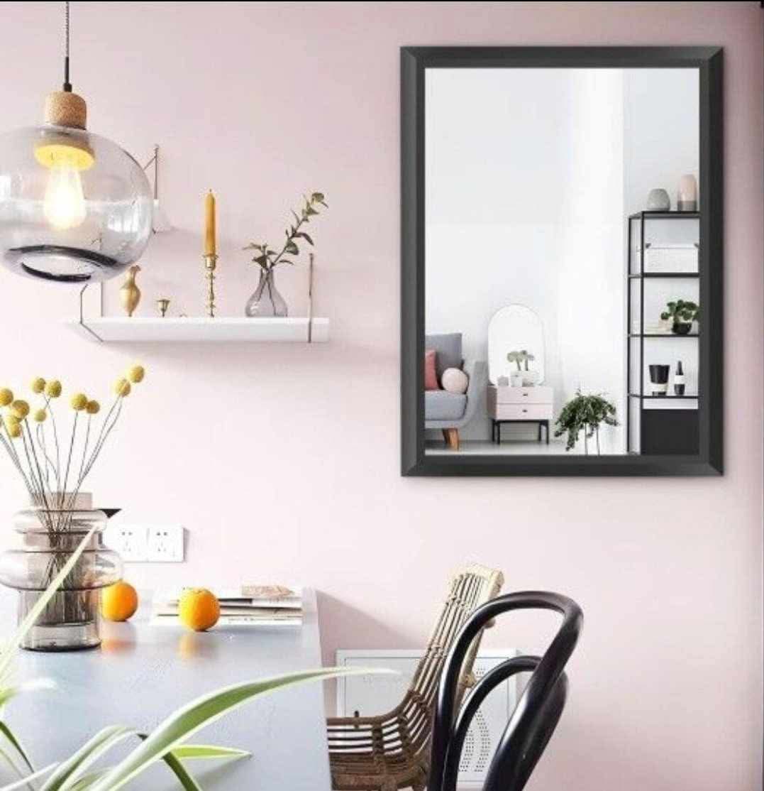 Black Bathroom Mirror, 24x36 Inch Thick Metal Framed Wall Mirror - Image 7