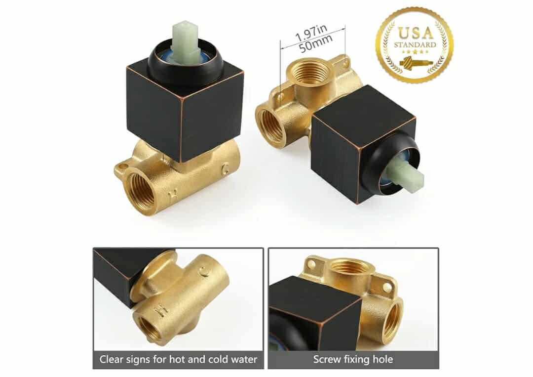 Single Function Shower Handle Valve Trim Kit, Wall Mount Tub Control Valves, Rough-In Single Handle Oil Rubbed Bronze - Image 11