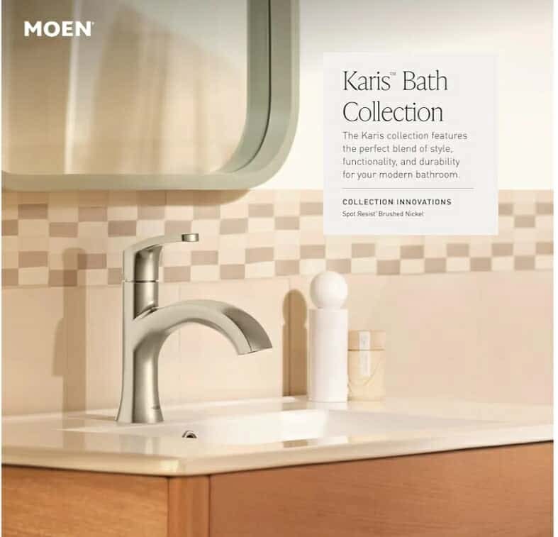 Moen Karis Spot Resist Brushed Nickel One-Handle Single Hole Bathroom Sink Faucet - Image 11