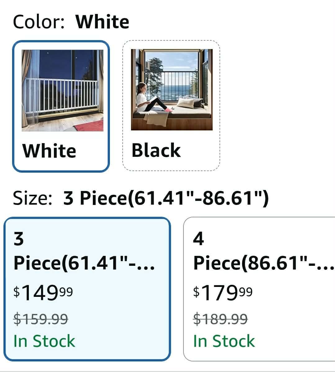 61.41-86.61" Wide Window Guards for Child Safety White 3 Piece - Image 2