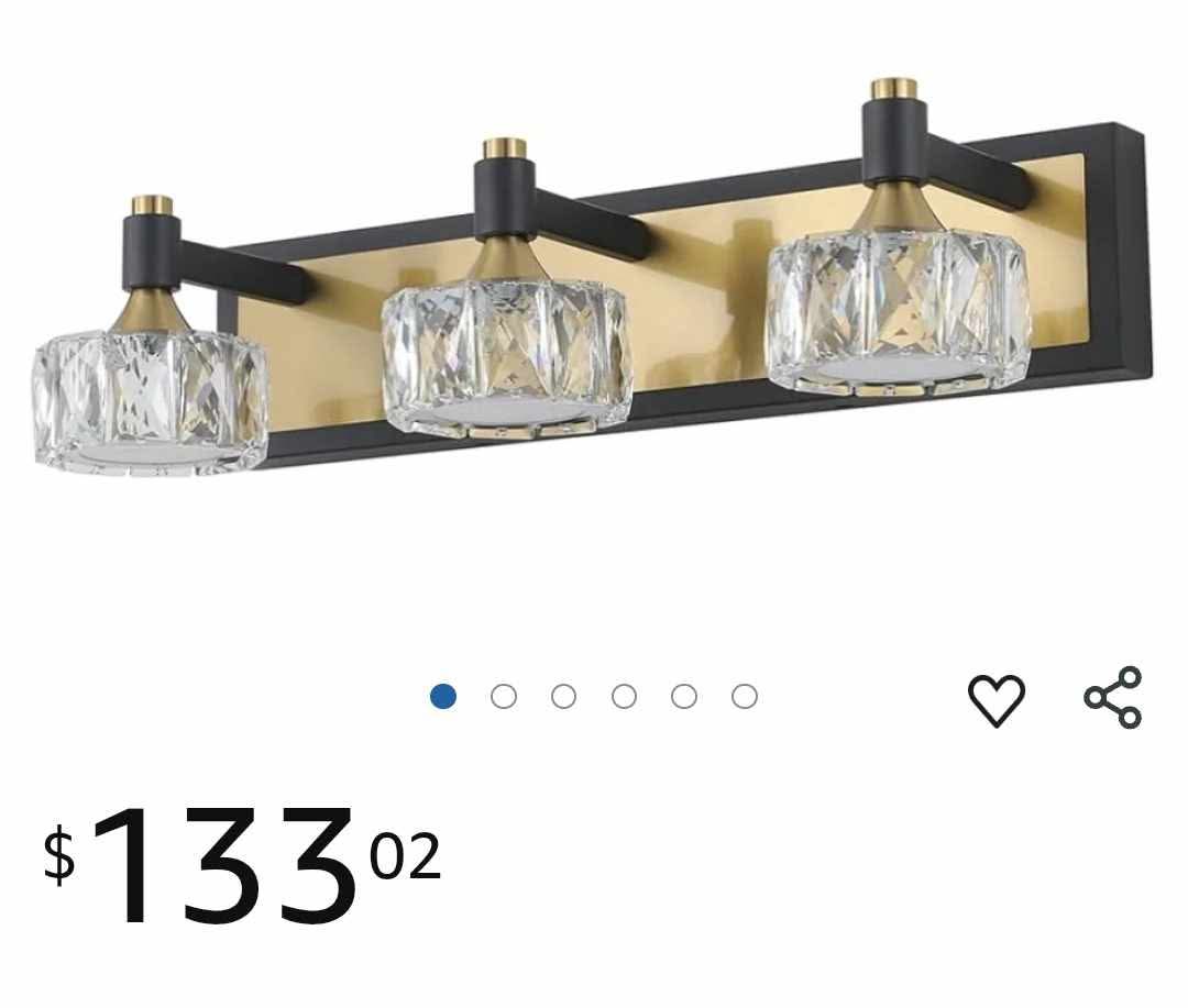 LED 3-Light Modern Crystal Bathroom Vanity Light Over Mirror Bath Wall Lighting Fixtures, Brushed Gold & Black - Image 10