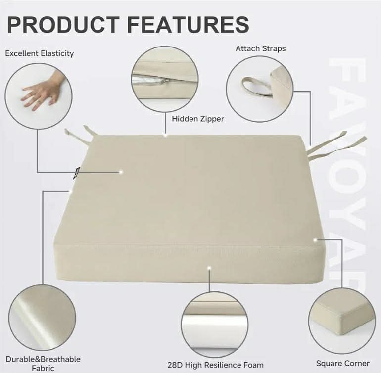 Patio Chair Cushions 20 x 20 x 3 Inch Waterproof Outdoor Seat Cushions - Image 9