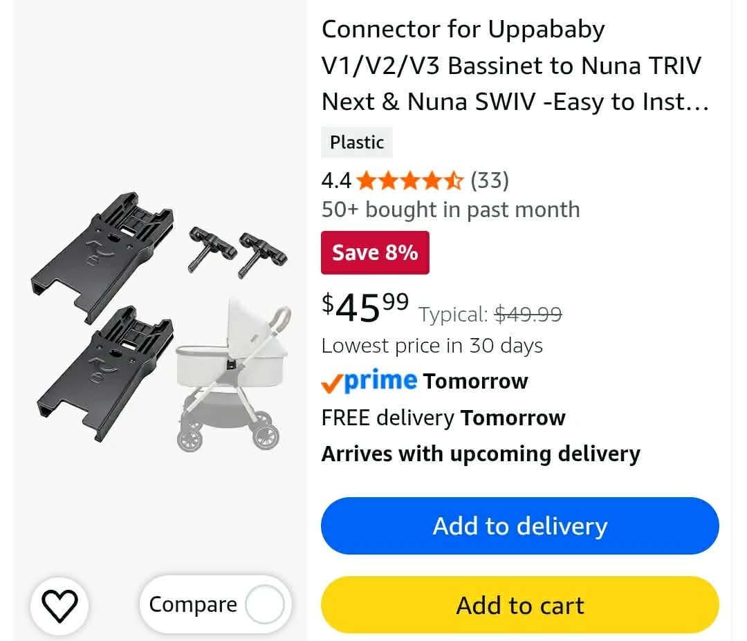 Connector for Uppababy V1/V2/V3 Bassinet to Nuna TRIV Next & Nuna SWIV -Easy to Install, Safe and Durable Adapter to Connect Strollers and Bassinets (2-Pack) - Image 2