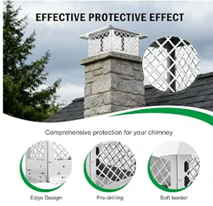 Stainless Steel Chimney Cap, Fireplace Chimney Flue Cover with Adjustable Metal Strips & Bolts Screws, Heavy Duty Chimney Top Cap for Fireplace & Stove Flue Protection (13" x 18") - Image 7