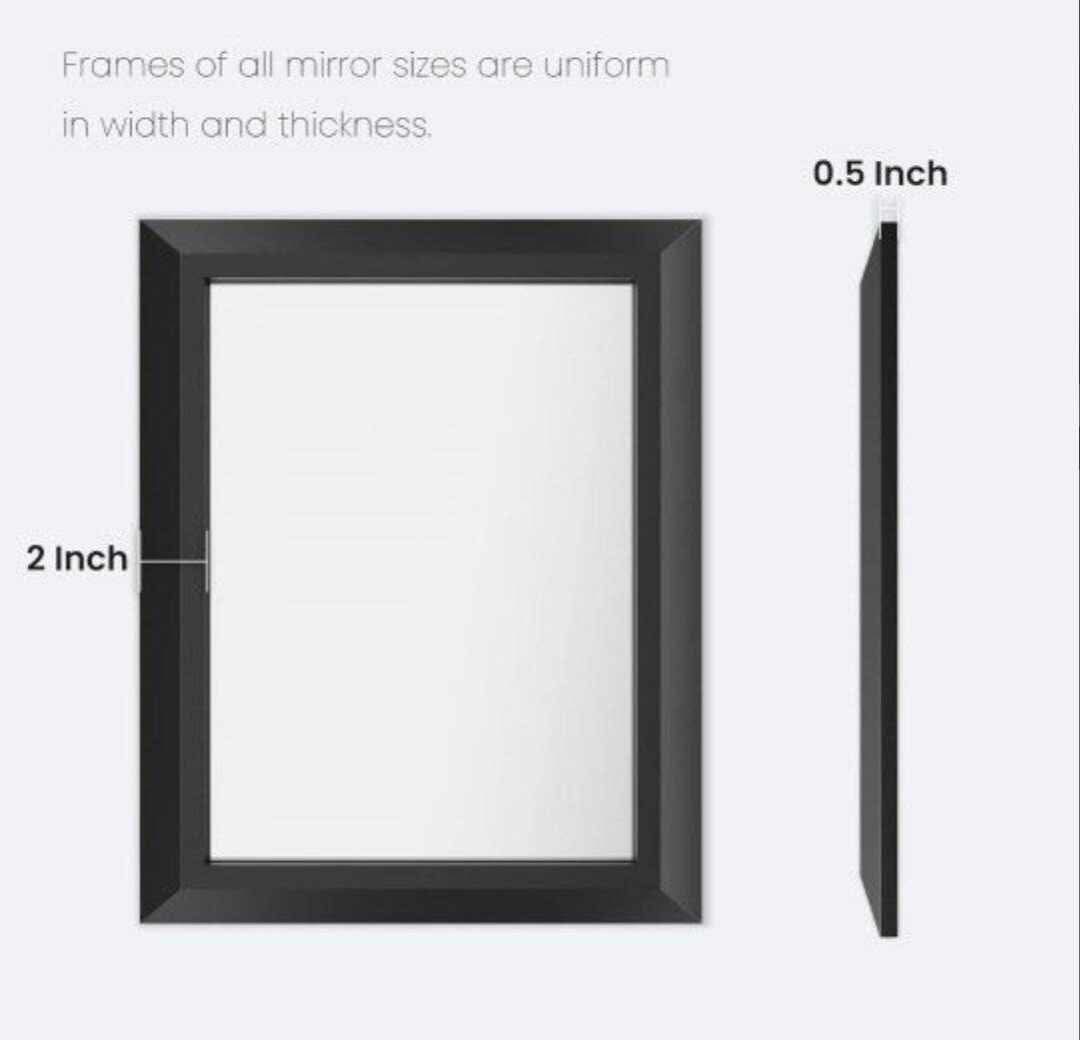 Black Bathroom Mirror, 24x36 Inch Thick Metal Framed Wall Mirror - Image 6