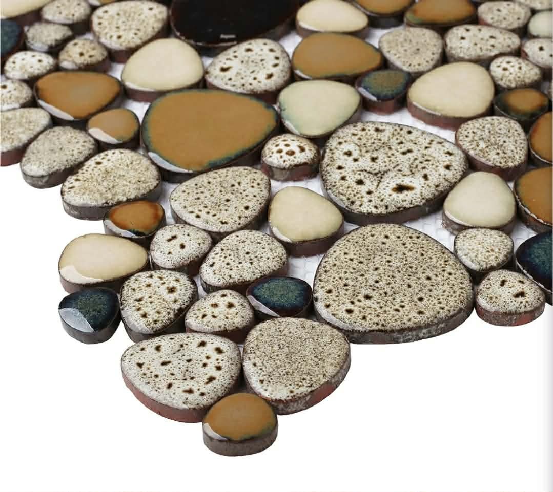 Pebble Shower Floor Tile Bathroom Beige Wall Backsplash Mosaic Tiles (5 Sheets) - Image 9