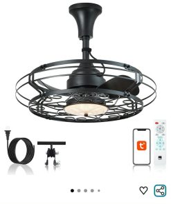 Orison Outdoor Ceiling Fan with Light, 20.9" Gazebo Fans Outdoor Hanging, Plug in Ceiling Fan