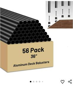 56 Pack 36 inch Aluminum Balusters for Deck Railing,Black Round Metal Spindles