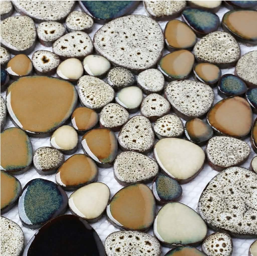 Pebble Shower Floor Tile Bathroom Beige Wall Backsplash Mosaic Tiles (5 Sheets) - Image 8