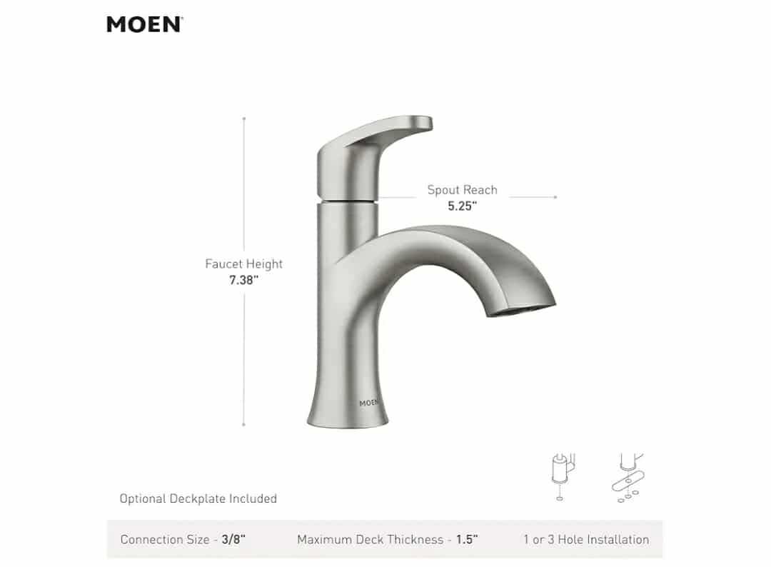 Moen Karis Spot Resist Brushed Nickel One-Handle Single Hole Bathroom Sink Faucet - Image 5
