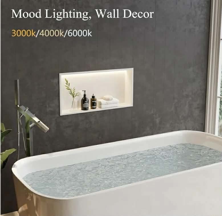 24"x12" White LED Shower Niche, 3 CCT Dimmable Light, No Tile Needed - Image 10