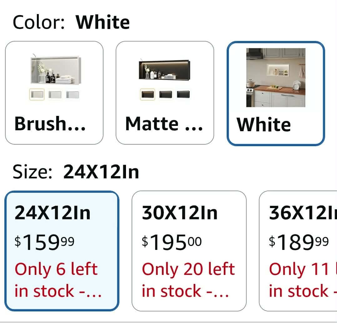 24"x12" White LED Shower Niche, 3 CCT Dimmable Light, No Tile Needed - Image 13