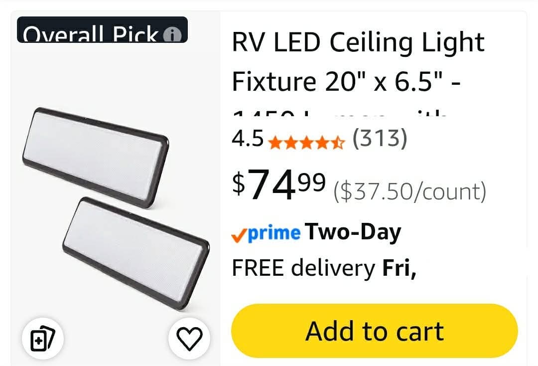 2pk RV LED Ceiling Light Fixture 20" x 6.5" - 1450 Lumen with Touch Dimmer Switch Interior Burnt Bronze Lighting - Image 2