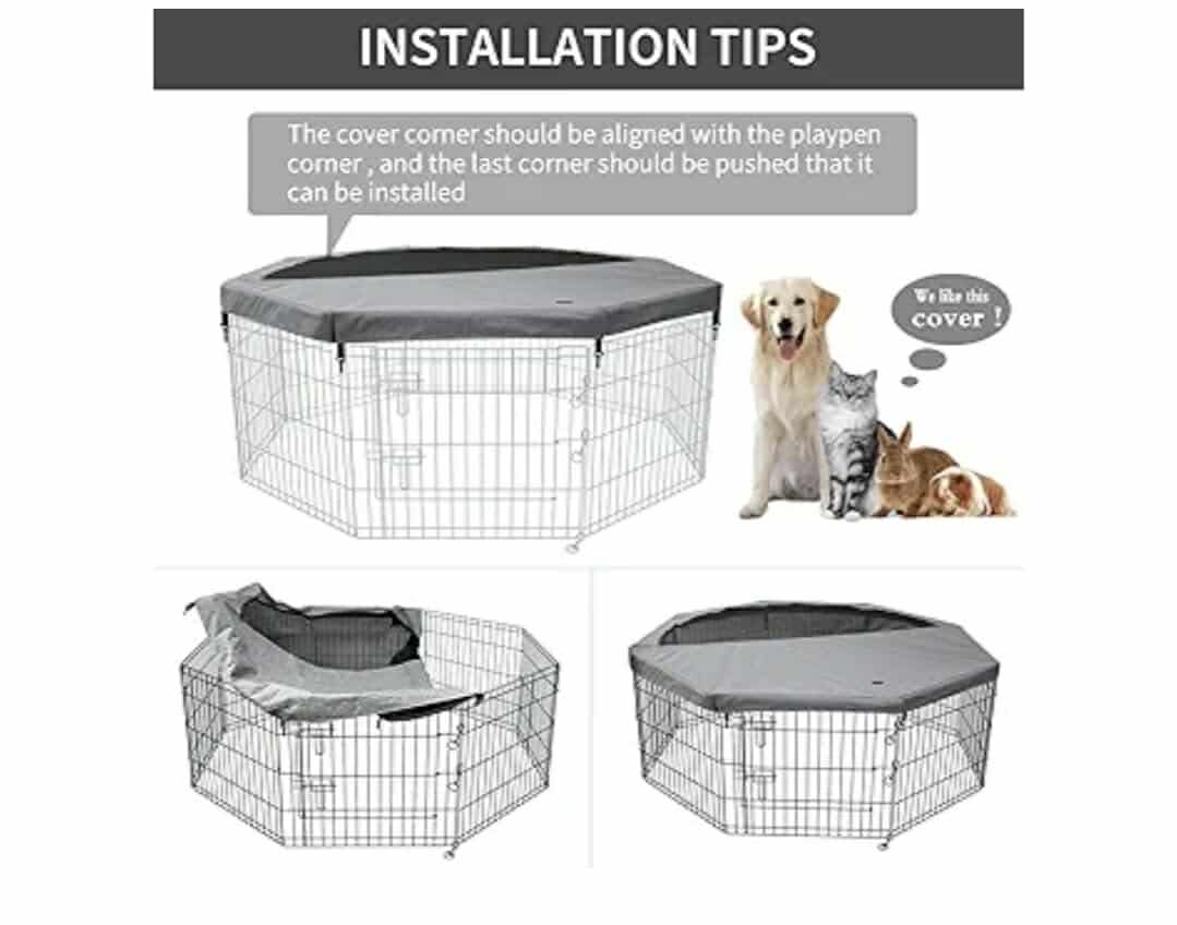 Top Cover Sun/Rain Proof Provide Shade and Security for Indoor Outdoor Dog Playpen Fits All 24" Wide 8 Panels - Image 6