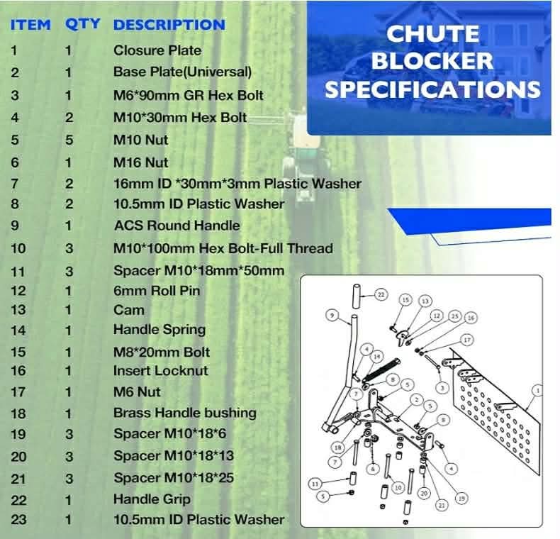 Mower Chute Blocker Fits Zero Turn Exmark, Gravely, Hustler, Kubota, Scag - Image 11