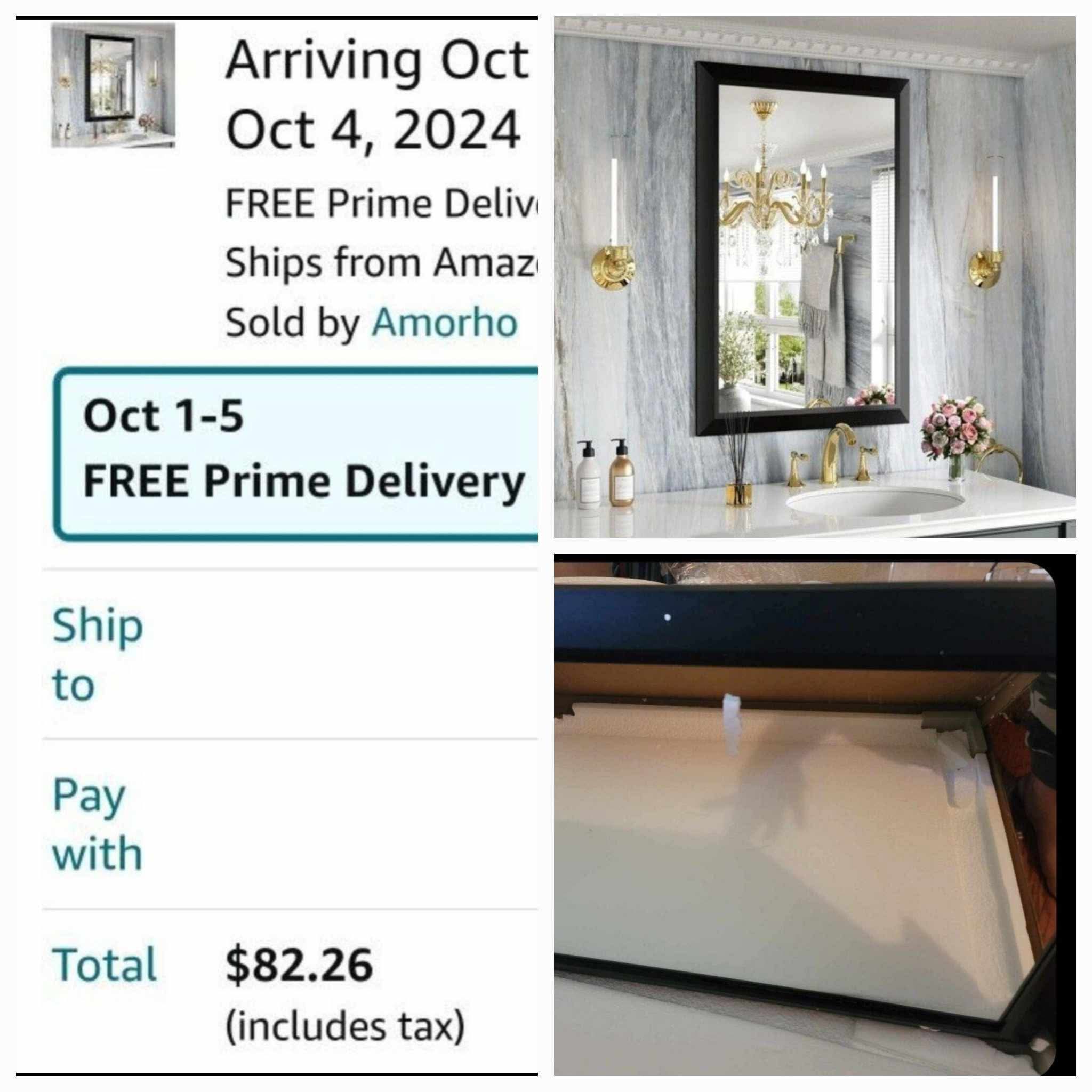 Black Bathroom Mirror, 24x36 Inch Thick Metal Framed Wall Mirror - Image 4