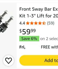 Alternative view of Front Sway Bar Extended End Link Kit 1-3" Lift, Stabilizer Links (12" to 14.85")