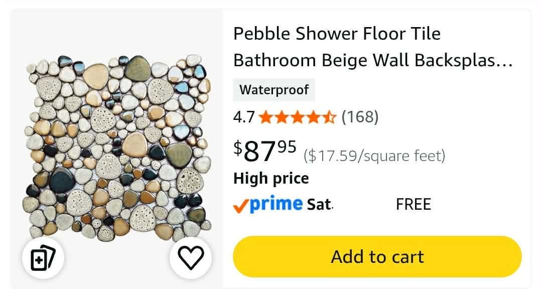 Pebble Shower Floor Tile Bathroom Beige Wall Backsplash Mosaic Tiles (5 Sheets) - Image 2