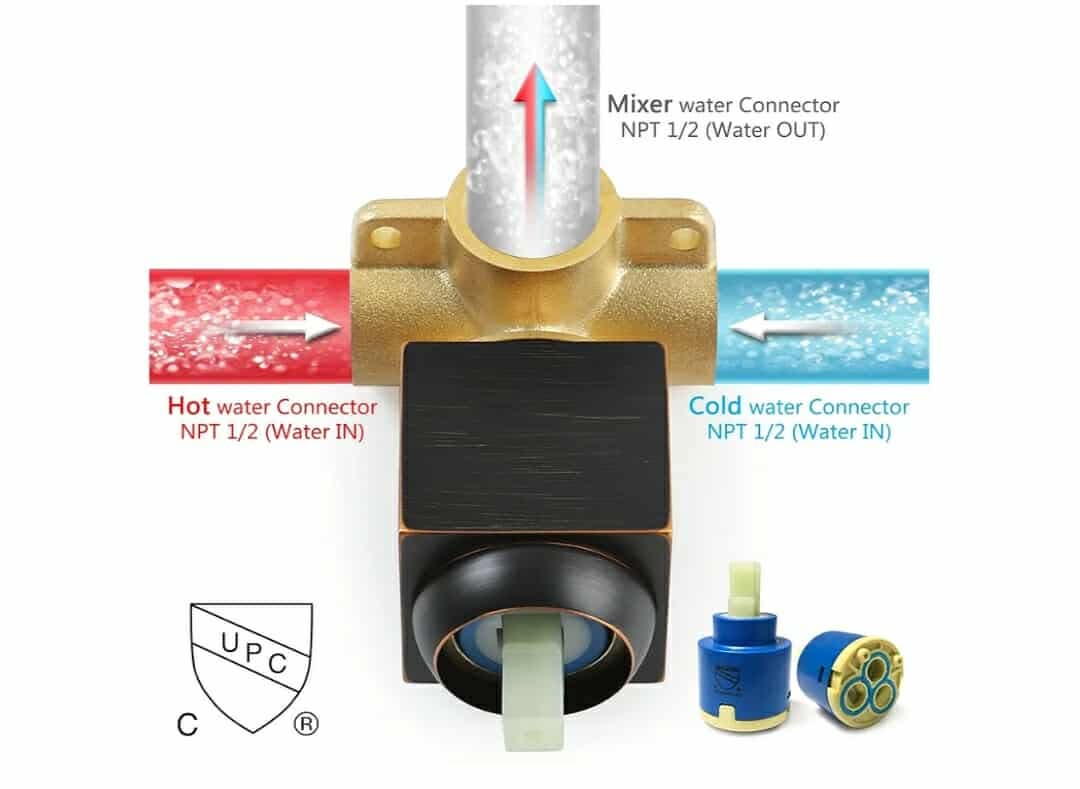 Single Function Shower Handle Valve Trim Kit, Wall Mount Tub Control Valves, Rough-In Single Handle Oil Rubbed Bronze - Image 5