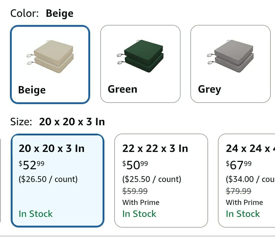 Patio Chair Cushions 20 x 20 x 3 Inch Waterproof Outdoor Seat Cushions - Image 5